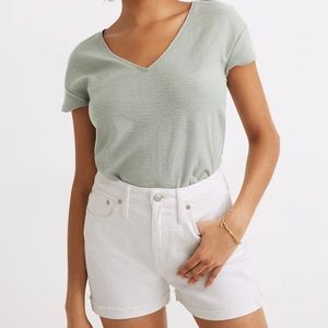 Madewell Curvy High Rise Denim Shorts, white tile, size 25